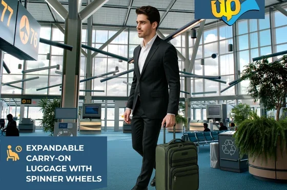 Expandable Carry-On Luggage with Spinner Wheels