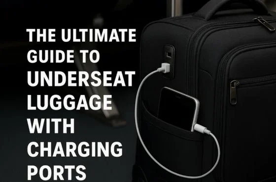 Underseat luggage with charging ports