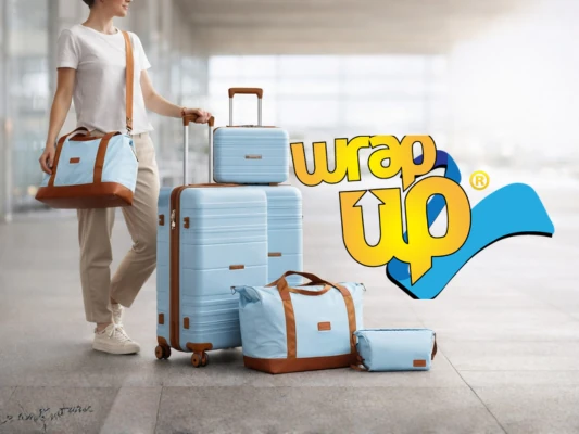 Adult traveler using spinner luggage sets teens with lightweight hard shell suitcases and travel bags in airport