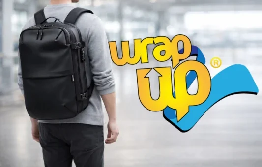 Traveler using best backpack luggage combo in airport, sleek carry-on backpack for smart travel