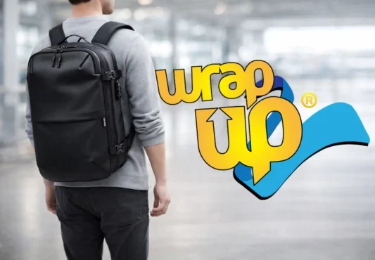 Traveler using best backpack luggage combo in airport, sleek carry-on backpack for smart travel