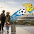 Travelers with luggage heading to a stadium for the World Cup 2026 opening ceremony in Mexico City