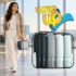 Traveler carrying the best TSA-approved toiletry bag with clear storage and travel-size bottles at an airport.